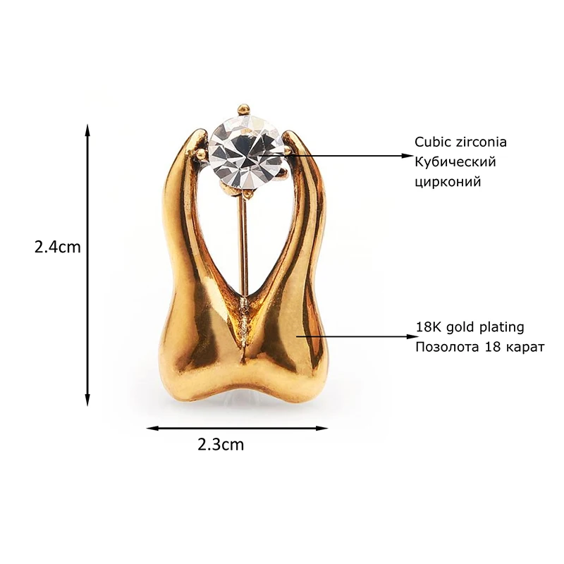 

Wuli&baby Rhinestone Gold Tooth Vintage Brooches Men Women's Alloy Party Dentist Brooch
