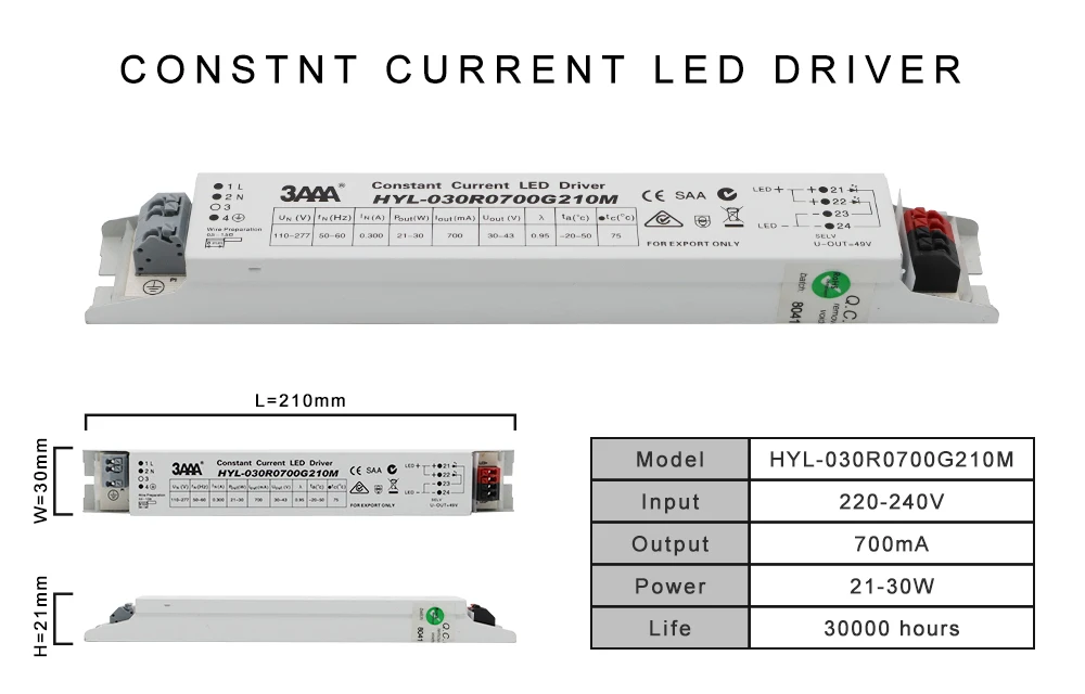 220V с драйвером постоянного тока для светодиода 200mA 350mA 500mA 600mA 700mA 800mA 900mA 1000mA светодиодный Питание 28-40 Вт Lighting трансформатор