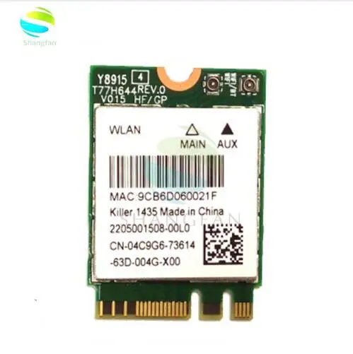 Беспроводной адаптер карта Killer 1435 Dand Band 867 Мбит/с Wi Fi сетевая Atheros QCNFA344A 802.11ac Bluetooth 4