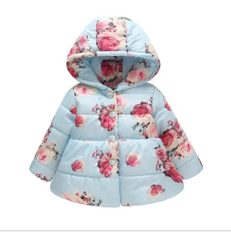 Baby Girl Winter Coat Toddler Girls Coats and Jackets Floral Hooded Warm Cotton Outerwear For Kids Jacket 1-5Y |