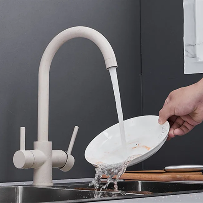 Senducs здоровый кухонный кран модный овсянка латунный для раковины двойная ручка