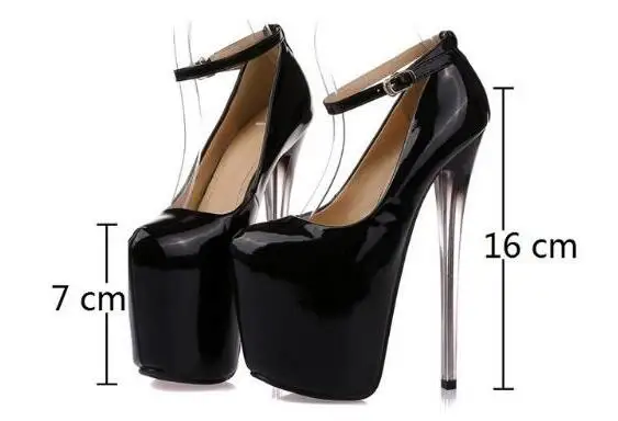 Crossdresser/Большие размеры: 34-43, весна-осень, 22, 19, 16 см, высокий тонкий каблук, пикантные лакированные кожаные Клубные туфли-лодочки женская свадебная обувь туфли на шпильке - Цвет: 16cm heels black