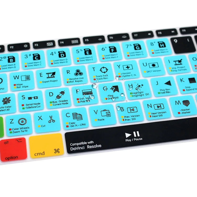 HRH AI Davinci Resolve силиконовый чехол-клавиатура для Macbook New Pro 1" A1708(версия без сенсорной панели) и для Mac 12A1534