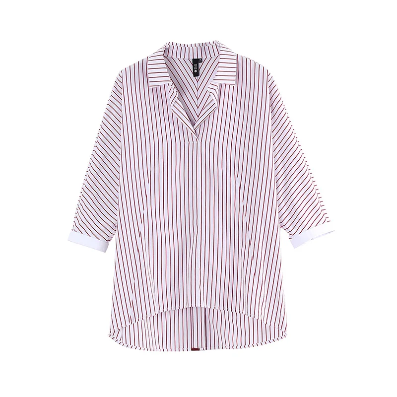 Toyouth New Loose Women Autumn Blouses Asymmetrical Patchwork Batwing Sleeve Blouse All Match Striped Female Tops Shirts|Рубашки| |