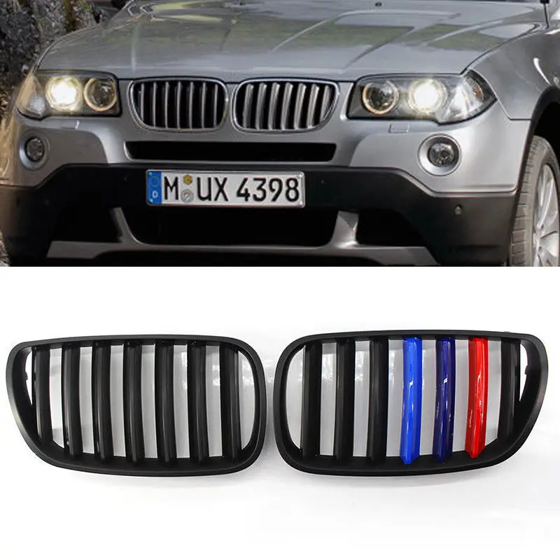 

3pcs/Set 3d For BMW E83 X3 LCI 2007-2010 7 Poles grille Motorsport Power Car Front Grille Trim Sport Strips Cover Stickers