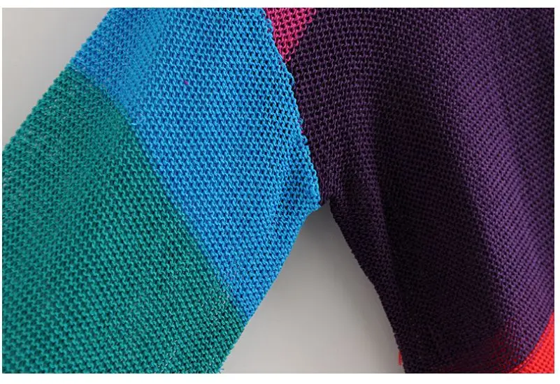 HCBLESS 2018 осень женская новая в широкую полоску контрастного цвета сетки свитер