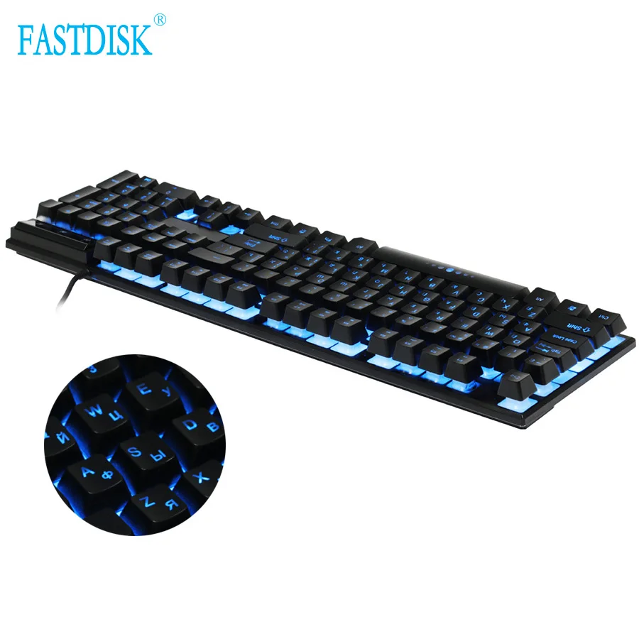 FASTDISK Русский/Английский 3 цвета подсветка игровая клавиатура Teclado геймер