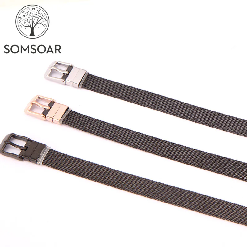 Лидер продаж ювелирные изделия Somsoar черная сетка стальной сетчатый Браслет