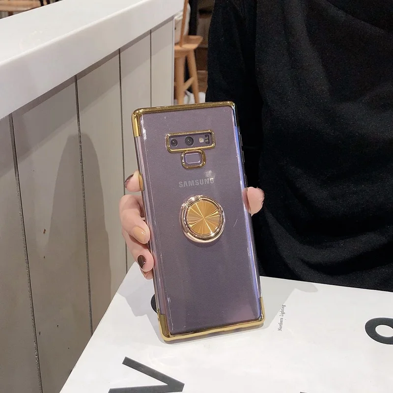 Палец кольцо держатель чехол для samsung Galaxy Note 9 ясно мягкий S8 S9 S10 A6 плюс