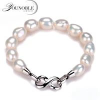 you noble 10 11mm charm bracelet fine natural freshwater big pearl 925 sterling silver pearl bracelet women gift white