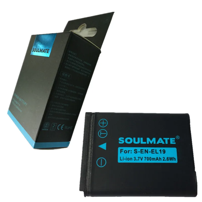 SOULMATL ENEL19 комплект литиевых батарей EN EL19 цифровой Камера Батарея для Nikon Coolpix S33 S2500