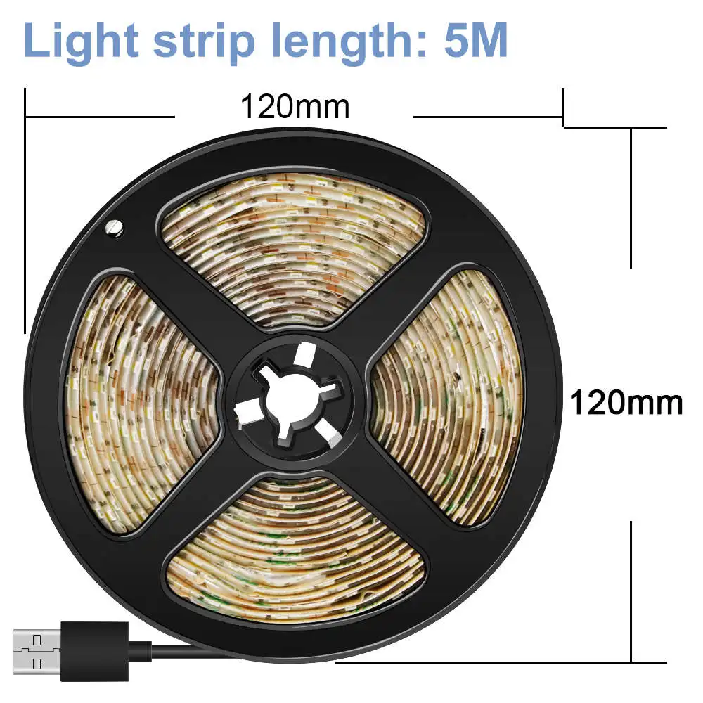 USB СВЕТОДИОДНЫЙ светильник 2835SMD водонепроницаемый 5 в гибкий светодиодный настенный светильник Fita лента 1 м 2 м 3 м 4 м 5 м ТВ-экран фоновый светильник для ванной комнаты - Испускаемый цвет: 5m 300leds