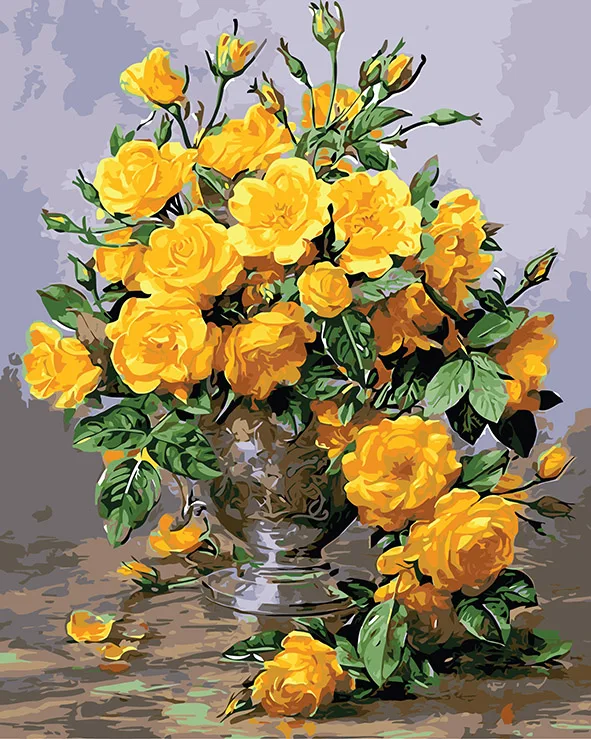 

cioioil-C459 yellow rose Painting By Numbers Canvas Painitng Home Wall Art Picture Coloring By Numbers