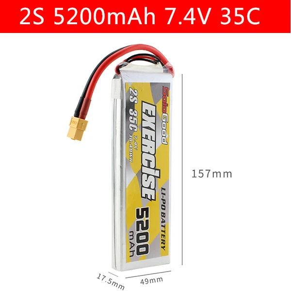 2pcs 5200mAh 2S 35C 2 шт./упак. sologood 2S 7,4 V Lipo батареи 1200 1500 1800 2200 2600 мАч для тележка с четырьмя осями и передача машины Батарея - Цвет: 2pcs 5200mAh 2S 35C