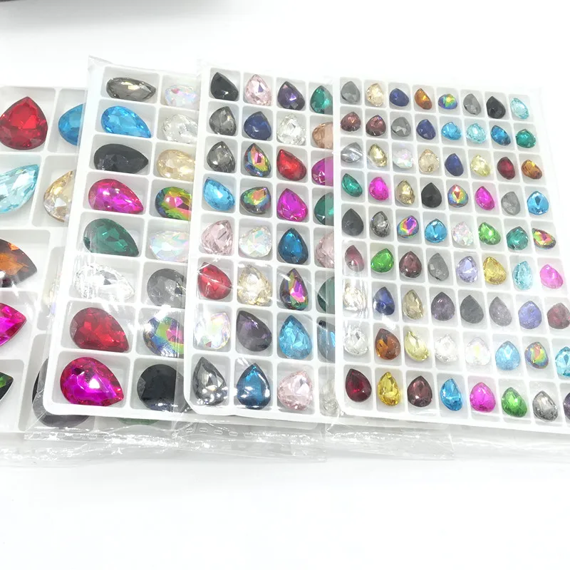 Смешанные цвета стеклянный кристалл в форме слезы Drop Стразы Loose Beads 7x10 мм 10x14 13x18