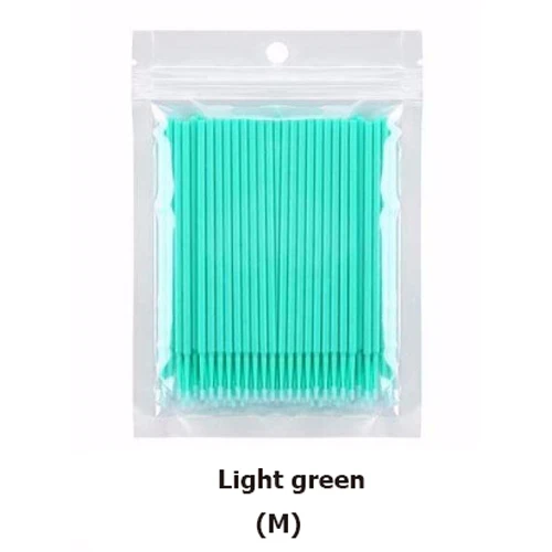 Light green 100 шт./пакет Прочный Микро одноразовые ресницы человека Расширение Удаление ресниц тампон тушь для ресниц кисти для наращивания ресниц Инструменты - Handle Color: Light green