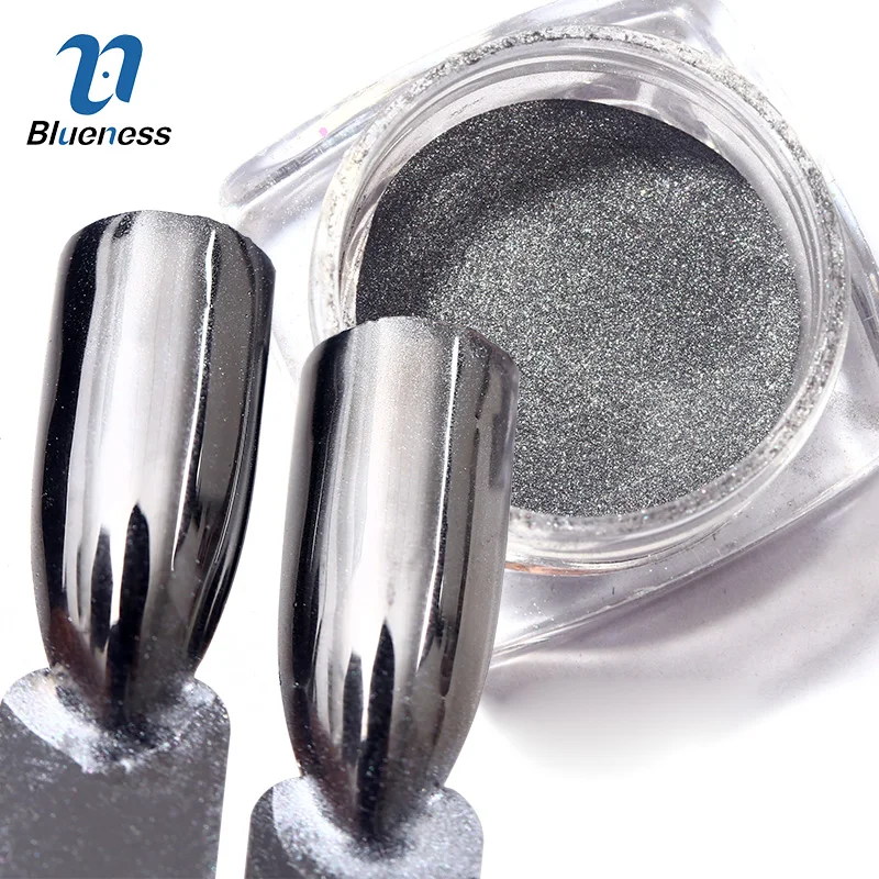 Синева 1 г/кор. черный металл блестки 3D пудра втирка для ногтей Chrome пигмент