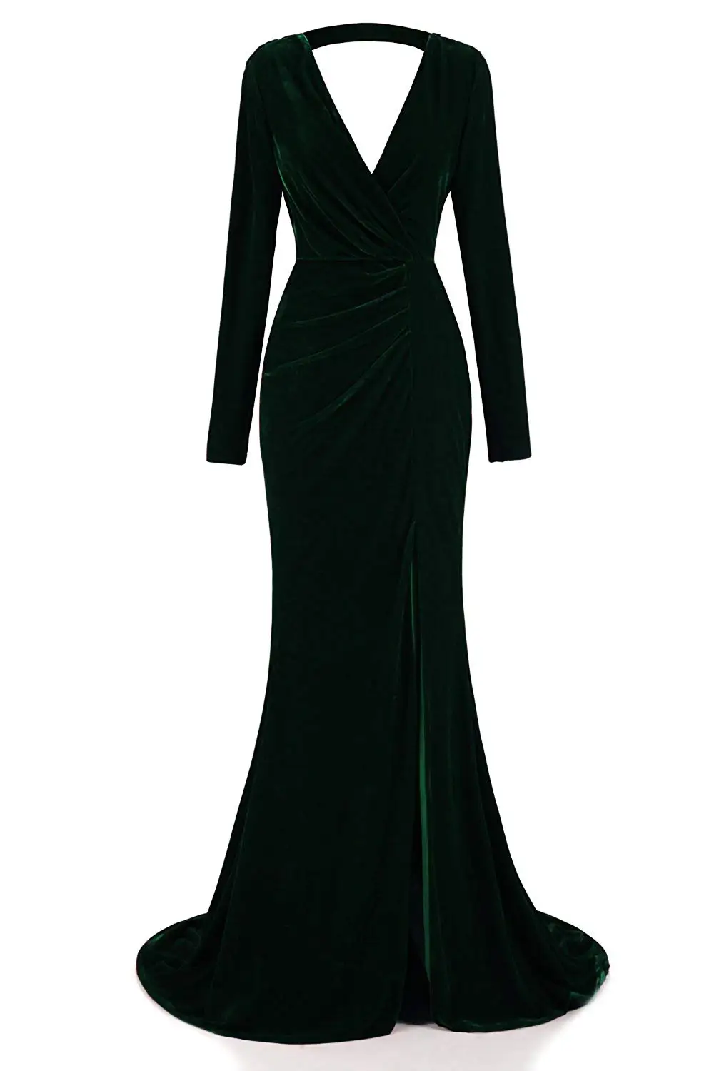 Dark Green JaneVini пикантные бордовые Длинные платья невесты глубоким v-образным вырезом с длинным рукавом спинки Бархат в африканском стиле платье-Русалка на выпускной халат Bourgogne - Цвет: Dark Green