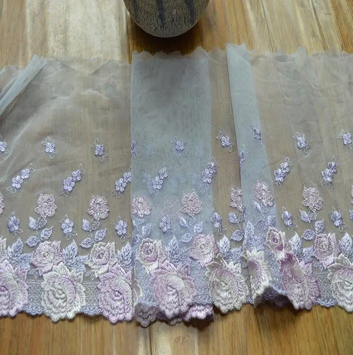 5 метров оптовая продажа изящные фиолетовые кружевные тюлевые ткани с цветочной