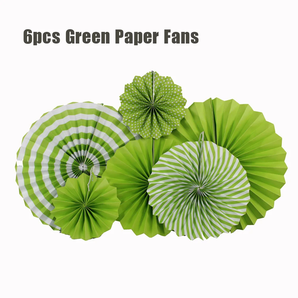 6 шт./компл. зеленый комплект висит Бумага вентиляторов для вечеринки дня