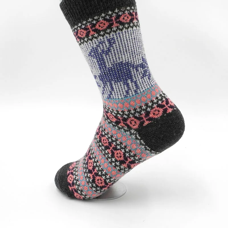 Толстые зимние женские носки теплые шерстяные красочные рождественские