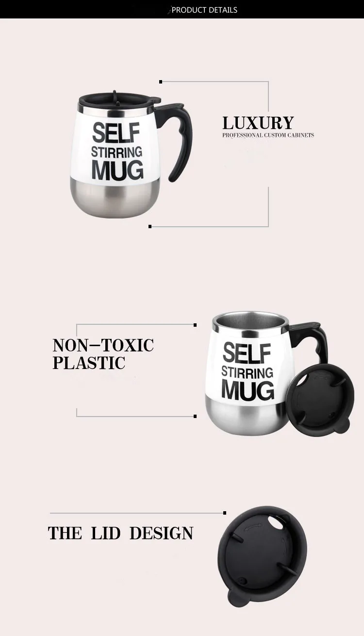 Чашка кофейная автоматическая из нержавеющей стали 350 мл|self stirring|cup coffee mugautomatic mixing
