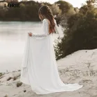 LORIE пляжные свадебные платья с длинным рукавом и V-образным вырезом, открытая спина, шифоновые вечерние платья принцессы со шлейфом 2020