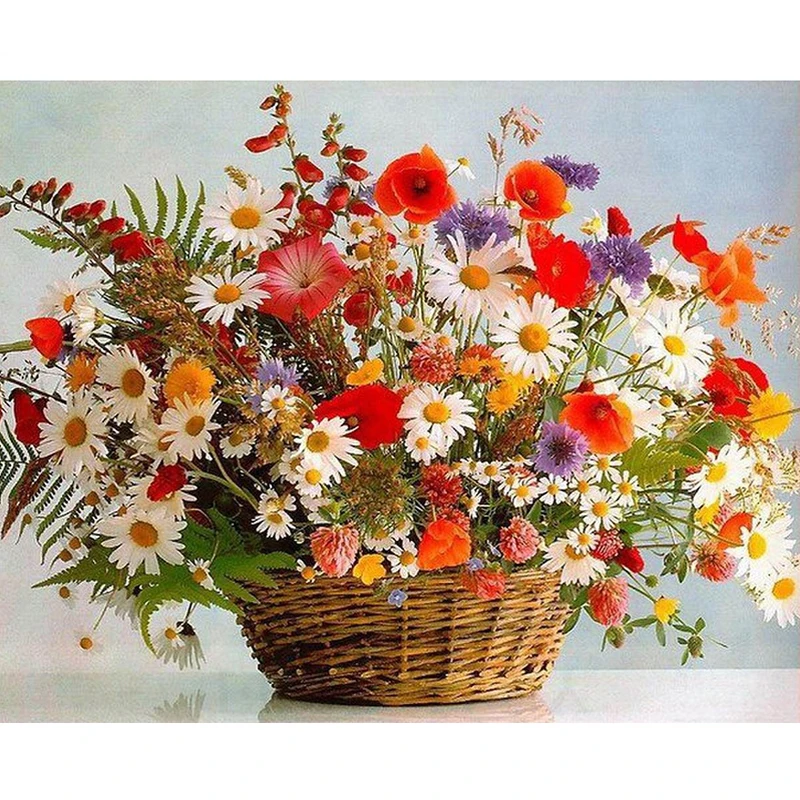 

Flower Basket Chrysanthemum DIY Painting By Numbers Flower On Canvas Pictures By Numbers Home Decoration DIY Minimalism Style