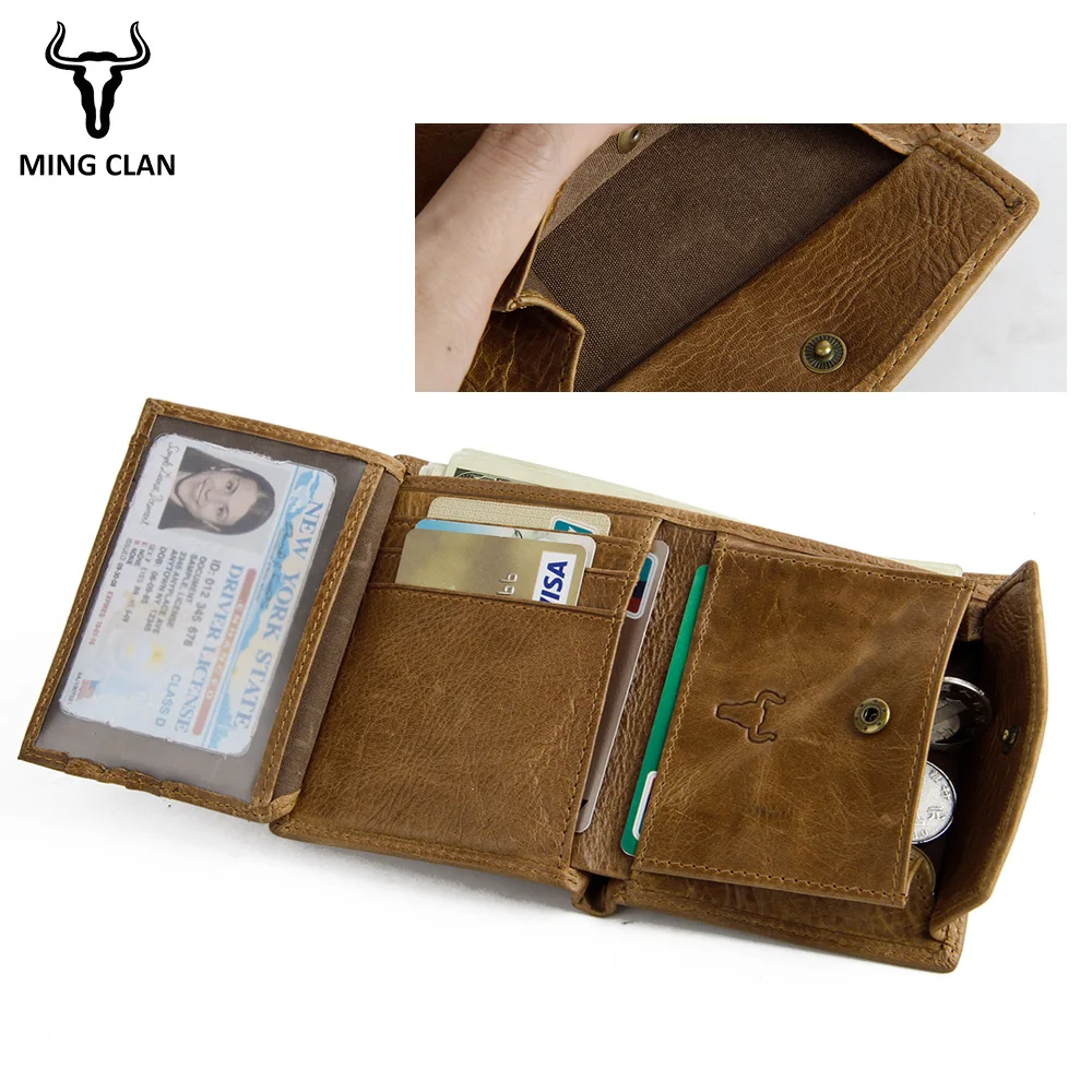 Wallet Men With Coin Purse Genuine Leather Short Wallet Vintage Cow Leather Casual Male Wallet Purse Crad Holders Slim Wallets