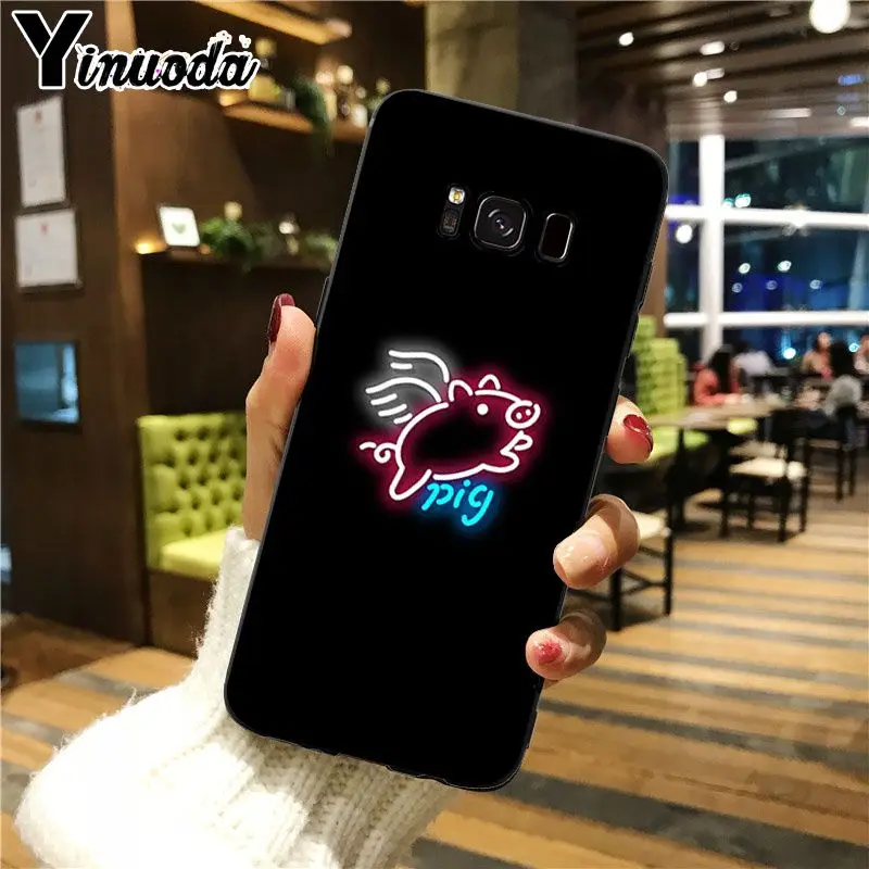 A15 Yinuoda черный фон флуоресцентный маленький узор, неоновый популярный телефон чехол для Galaxy S7 edge s8 plus s9 plus s6 s6 edge - Цвет: A15