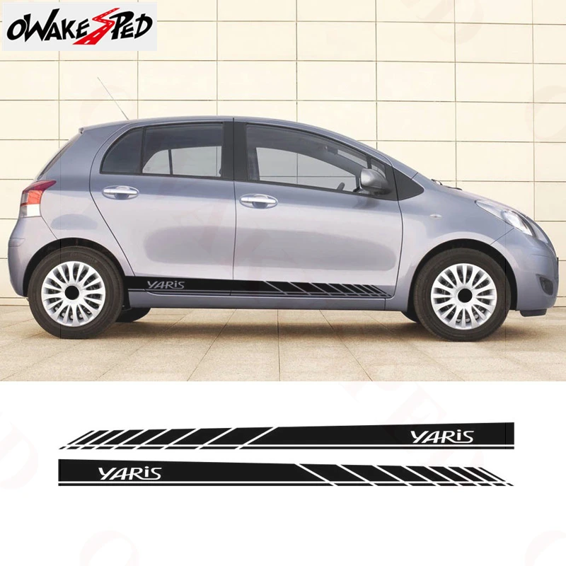Гоночные сетчатые полосатые наклейки на дверь и боковую юбку для Toyota Vitz Yaris 2007 2016