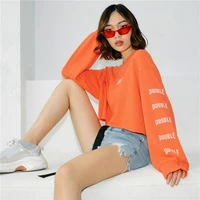 oversize hiphop hoodies sweatshirts women o neck clothing feminina thin loose female casual coat tracksuits students 2018 orange