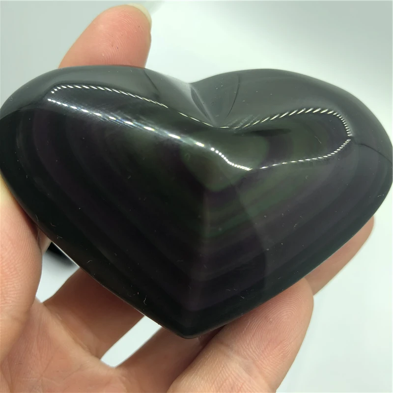 DHXSW большого размера разноцветный Радужный обсидиан сердце целебные кристаллы