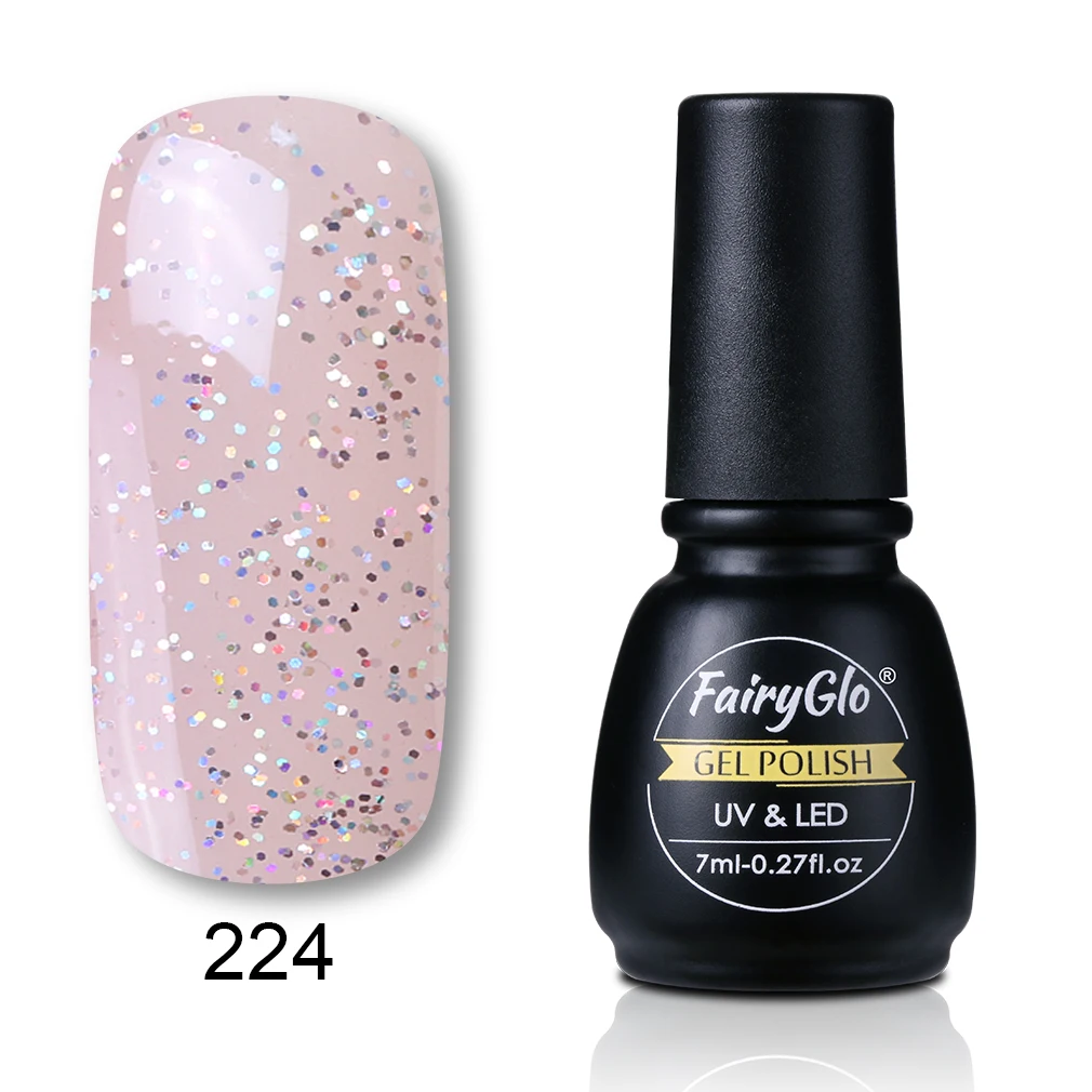 224 Fairyglo для ногтей гель польский 7 мл Bling Однотонная Одежда УФ гель лак для ногтей светодиодный светильник Краски покрытие для ногтей, полустойкое к Гибридный Лаки Lucky лак гель эмаль Лаки - Цвет: 224
