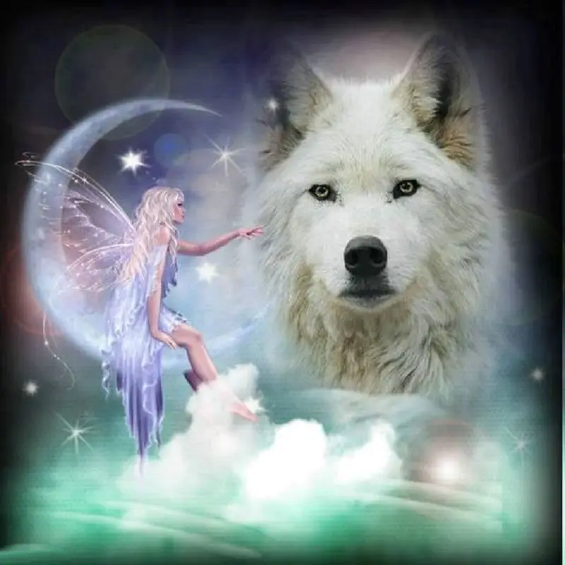 Алмазная вышивка волк и картина из квадратных страз сделай сам крестиком