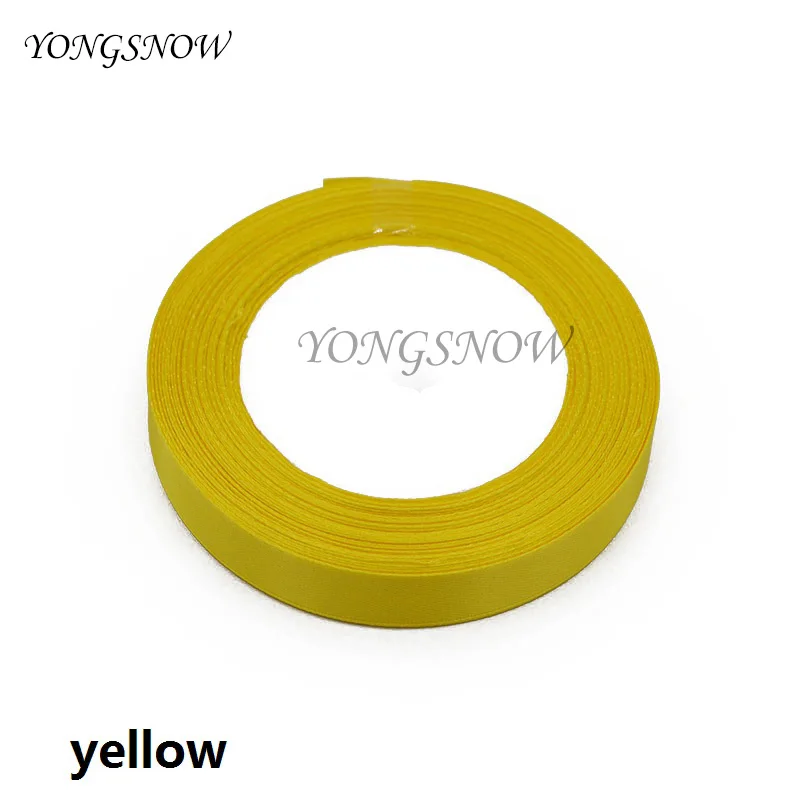yellow 25 ярдов Многоцветный 15 мм красивая шелковая Атласная Лента Свадебная вечеринка украшение Пригласительные открытки подарочная упаковка принадлежности для скрапбукинга - Цвет: yellow