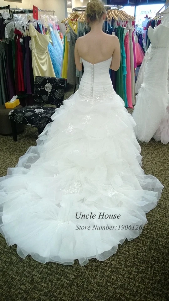 Халат де mariée 2016 реальный образец органза линии урожай кот свадебное платье