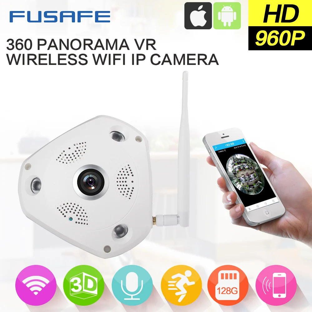 FUSAFE 360 Градусов Панорамный Рыбий Глаз Камеры 960 P Wi-Fi Беспроводная IP CCTV Камера