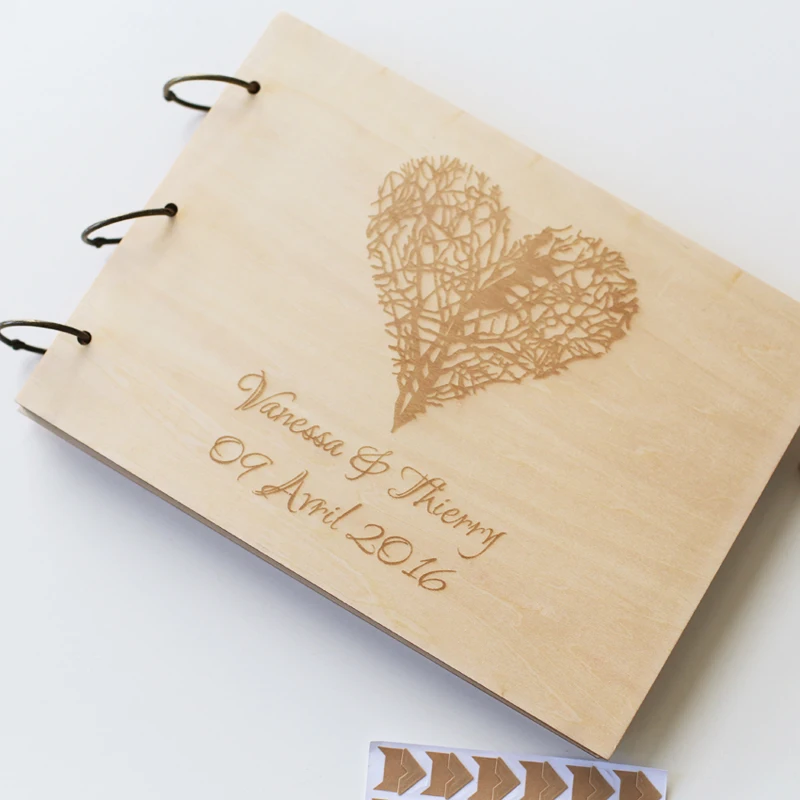 Деревянный свадебный альбом на заказ деревенский современный праздничный с