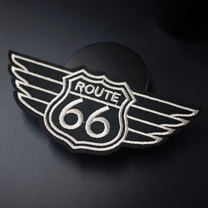 ROUTE 66 (Размер: 5 3x11 7 см) наклейки сделай сам для ткани с вышивкой и аппликацией