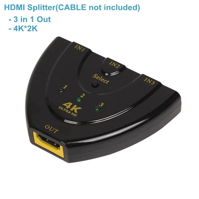 DZLST HDMI Сплиттер 4 к* 2 к 3 порта мини-коммутатор кабель 1.4b 1080P для DVD HDTV Xbox PS3 PS4 3 в 1 выход порт концентратор HDMI переключатель