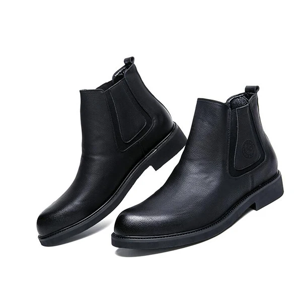 Black Chelsea boots YIGER Новые мужские ботинки «Челси» ботильоны из натуральной кожи повседневные мужские ботинки «мартинсы» без шнуровки модная обувь черного цвета 0265 - Цвет: Black Chelsea boots