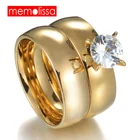 Кольцо MeMolissa 6 мм x2 из нержавеющей стали, роскошное ювелирное изделие с белым цирконием, модное свадебное украшение для мужчин и женщин