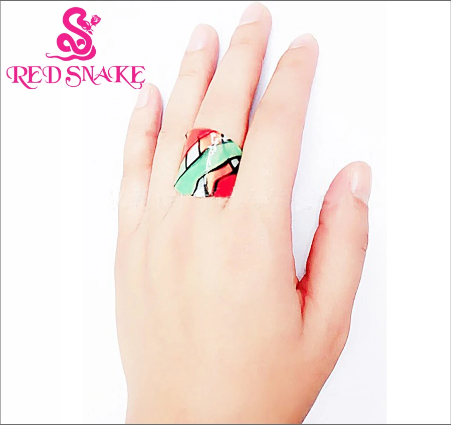 Модное кольцо с красной змеей ручной работы белого и нежного цвета кольца из
