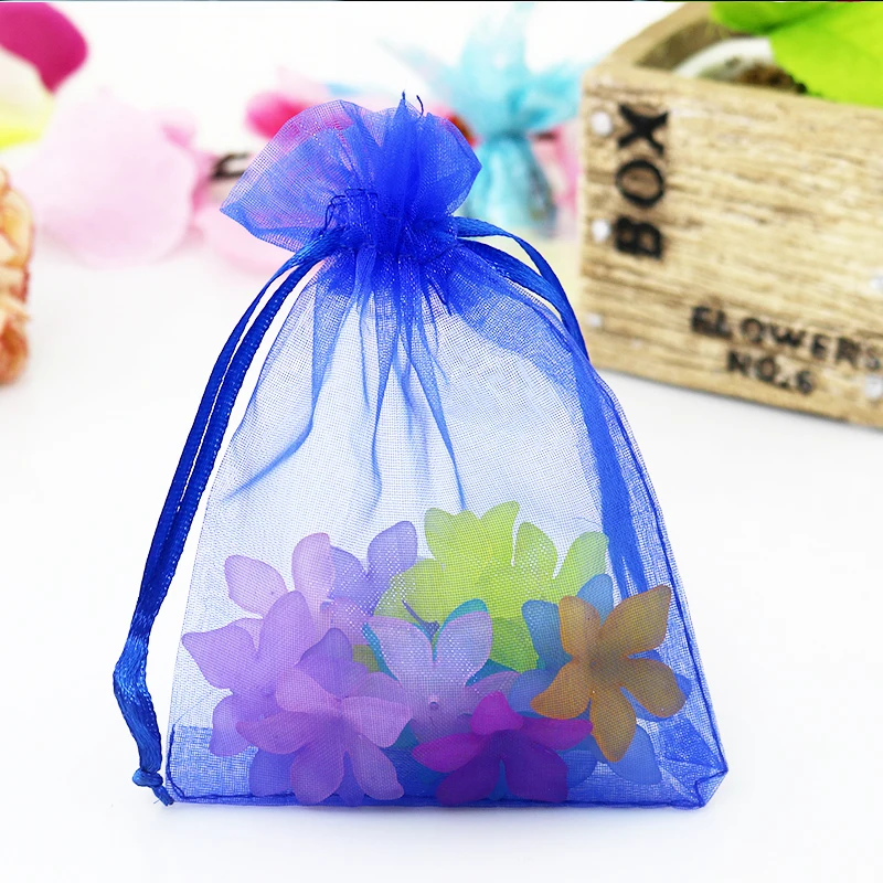

New Arrival 50pcs/lot Large Royal Blue Organza Bags 30x40cm Wedding Jewelry Packaging Organza Gift Pouches With Drawstring