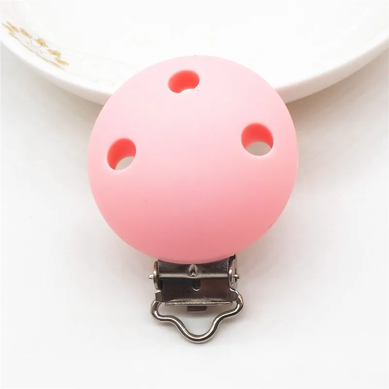 Candy Pink Chenkai 100 шт. силиконовые соски зажимы DIY Детские Прорезыватель зубов, пустышка Монтессори сенсорные ювелирные изделия держатель цепи игрушки круглые скрепки BPA бесплатно - Цвет: Candy Pink