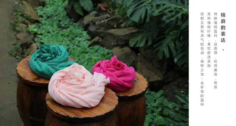 Oversize из хлопка и льна обертывания Макси обычный шарф модные однотонные Платки