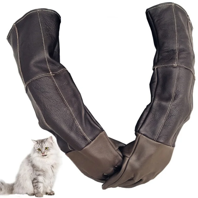 Anti-bite Gloves Собака Кошка Животное анти-укус перчатки анти-укус змеи анти-ножевая спасательная станция защита длинные толстые кожаные перчатки - Цвет: Anti-bite Gloves
