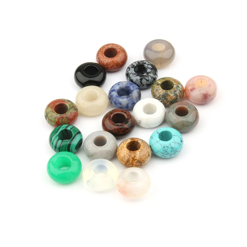 

4pcs Fashion Natural Stone Flat Beads Multiple Colour Big Hole Beads Good Quality DIY Jewelry Accessories Size 10x5mm Hole 4mm