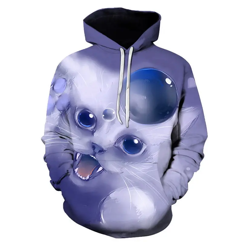 Cute Cat Printed 3D Hoodies Unisex Sweatshirts Men Women Coats Hooded Hoodie Autumn Winter Animal Tracksuits Fashion Pullover | Мужская